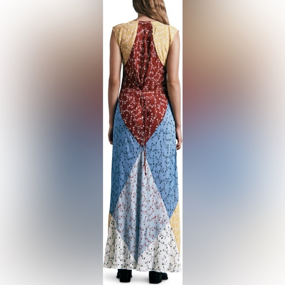 RAG & BONE floral patchwork crepe maxi dress size medium - Picture 5 of 6